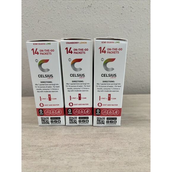 CELSIUS 3 Boxes 14 Packets Ea Box On-the-Go Energy Drink Mix 3 different flavors - Picture 4 of 5